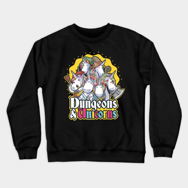 Dungeons and Unicorns Funny Halloween Kawaii Squad Party Crewneck Sweatshirt by Kali Space